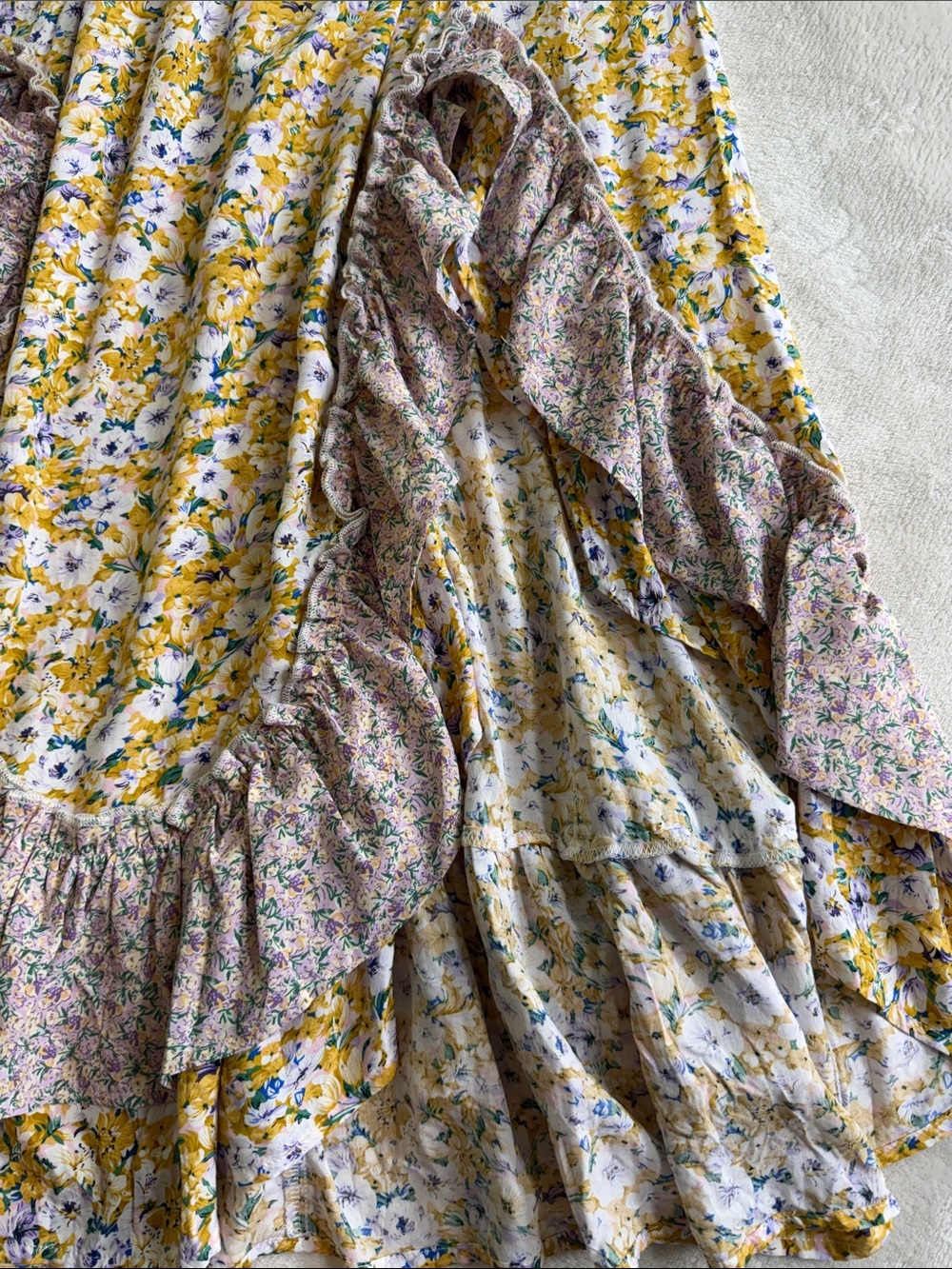GiGiO Floral Smocked Ruffle Maxi Dress Cottagecore Boho Small - Picture 14 of 16